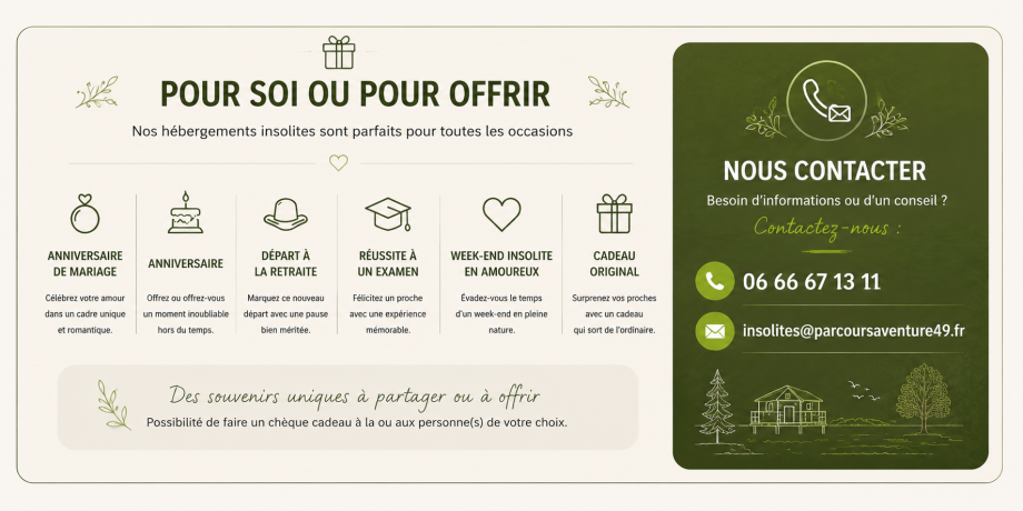 offrez un bon cadeau pour une nuit insolite